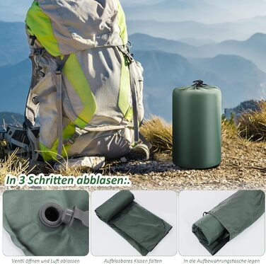 Кемпінговий килимок Jaztral самонадувний, 12 см, для відпочинку на природі, 137x200 см (подвійний).