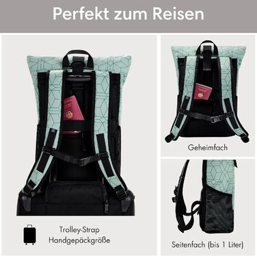 Рюкзак LARKSON No 4 Rolltop водостійкий з відділенням для ноутбука, для жінок і чоловіків, універсальний для роботи, навчання та велосипеда, великий дорожній рюкзак