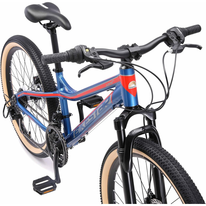 Гірський велосипед BIKESTAR алюмінієвий 24 дюйми для дітей 9-14 років, 21-швидкісна Shimano, дискові гальма, амортизаційна вилка