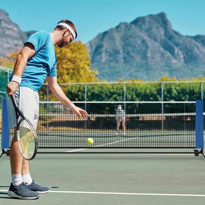 Сітка для бадмінтону GOPLUS зі стійкою, регульована по висоті 89-155 см, з сумкою та 2 воланами, для бадмінтону, тенісу, волейболу, для залу та вулиці, 420 см