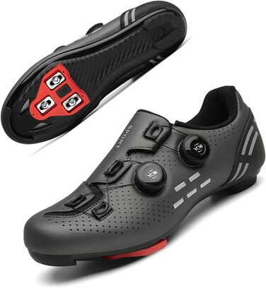 Велотуфлі для чоловіків та жінок, сумісні з Peloton, для велотренажера, шосе, з шипами Delta, білі (45 EU, сірий)