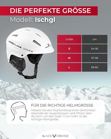 Чорний шлем для гірськолижного спорту Crevice Ischgl – міцний, спортивний, дихаючий, регульований, розмір S, білий