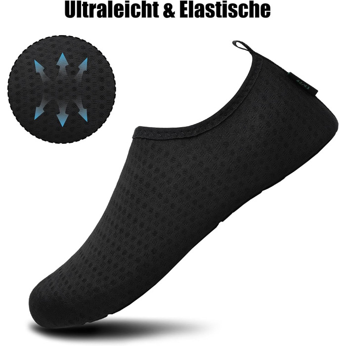 Чоботи для плавання Saguaro: чоловічі та жіночі, швидковисихаючі, для пляжу, серфінгу, з неопрену, розмір EU 36-47 (Чорний, 40/41 EU)