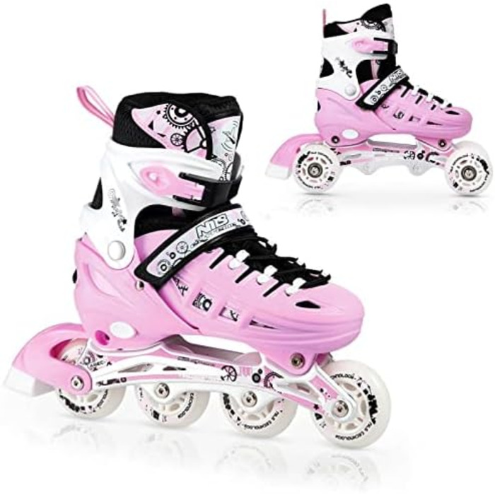 Коньки NILS дитячі та жіночі, регульовані, розмір 35-38, колір Bonbonrosa (NH10905)