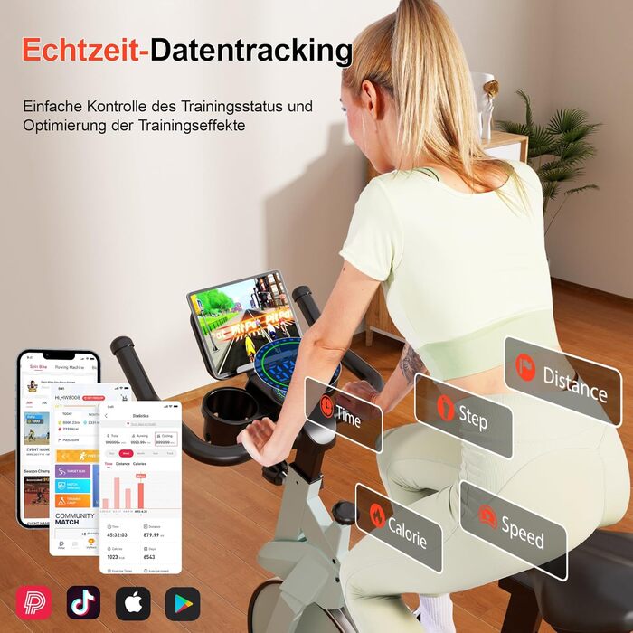 DeerRun Heimtrainer: велотренажер з магнітним опором, фітнес-велосипед для дому, кардіотренування, вантажопідйомність 136 кг, зелений