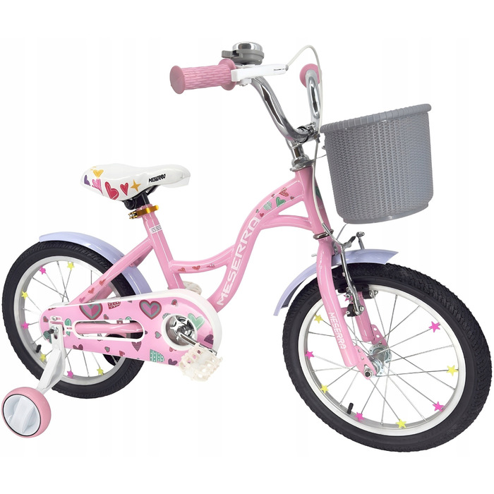 Дитячий велосипед Platinum 16 дюймів, рожевий, з кошиком та дзвоником