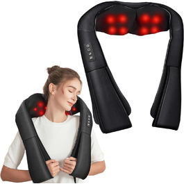 Масажер для шиї та спини Brelley з підігрівом та 3D масажем, Shiatsu масаж для шиї, спини, ніг. Зняття м'язового болю. Подарунок для жінок та чоловіків (темний)