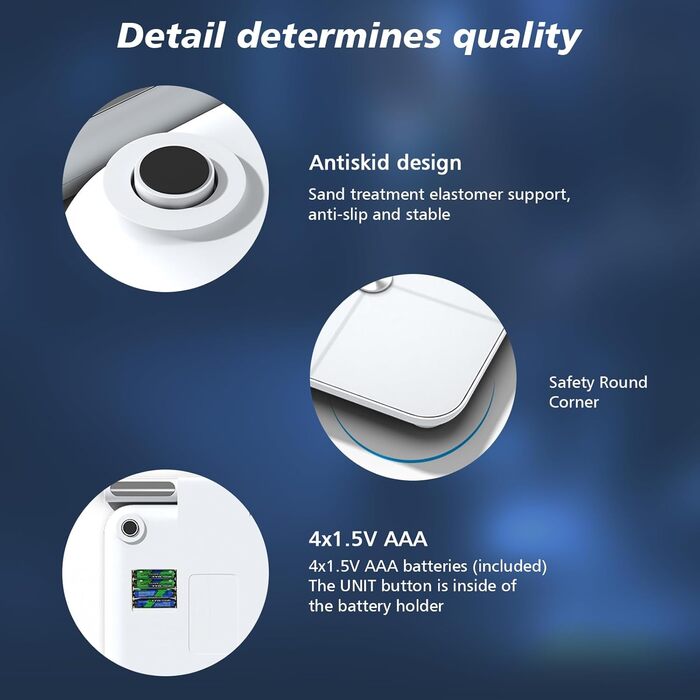 Вага для вимірювання жиру в тілі з датчиками на ручках, вага з великим дисплеєм, 8 високоточних сенсорів та APP, персональна вага з аналізом жиру (32 показники) (Біла)