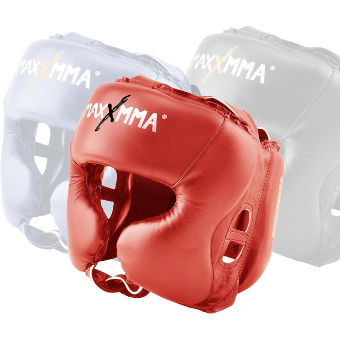Захист для голови MaxxMMA L/XL для боксу, ММА, кікбоксингу, карате, тхеквондо (червоний)