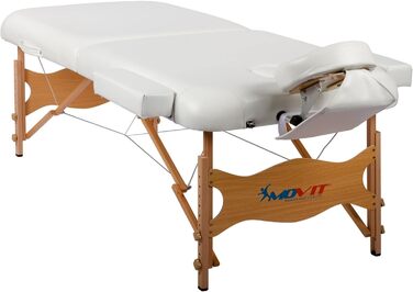 Масажний стіл MOVIT Deluxe XXL 80 см, 8 см, дерев'яний, білий, екологічний, з сумкою