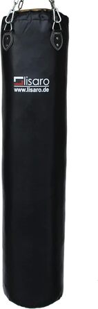 Боксерський мішок Lisaro Profi 150x35 см, штучна шкіра, порожній, для всіх видів спорту, з 4-точковим сталевим ланцюгом, студійна якість
