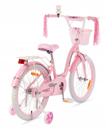 Дитячий велосипед для дівчинки Mexller, 20 дюймів, рожевий, з додатковими страховочними колесами