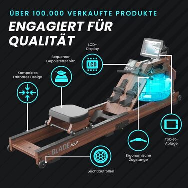 Складаний водний веслувальний тренажер Bluefin Fitness Blade Aqua W-1/M-1 з LCD-дисплеєм