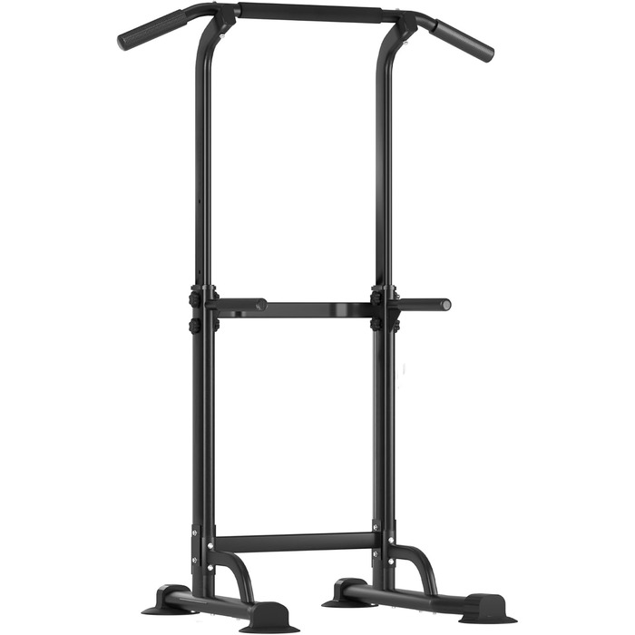 Багатофункціональна турнікова станція AuraCraft Power Tower, регульована висота 169-210 см, чорна. Тренажер для дому, 74x81 см