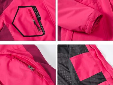 Жіноча 3-в-1 куртка Ysento: тепла флісова та водонепроникна софтшеллова куртка з капюшоном, рожево-рожевий колір, XXL