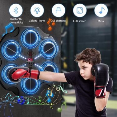 Bluetooth Музична боксерська машина з LED-підсвіткою, для дому, 9 режимів швидкості, підключення Bluetooth