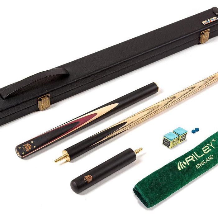 Більярдний кий BCE Heritage Sapele Snooker, магоні, ¾ розміру, 145 см - наконечник 9,5 мм, з подовжувачем 15 см та жорстким кейсом + аксесуари: наконечники ROS Elch, кубик крейди та крейда Riley