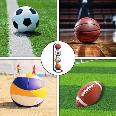 Стовпчик для м'ячів на 4 яруси, вертикальна підставка для зберігання м'ячів, стелаж для футбольних м'ячів, знімна металева підставка для демонстрації, полиця для зберігання м'ячів, для волейболу, баскетболу, футболу