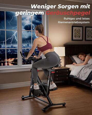 Велотренажер для дому Superun з APP, магнітний опір, 15 кг маховик, ультратихий, чорний