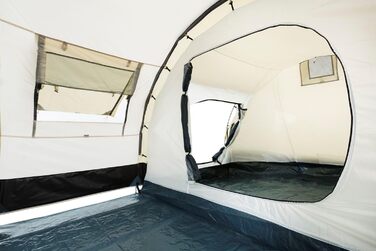 Намет CampFeuer Super+ для 4 особи: великий тунельний намет з 2 входами та тамбуром, 3000 мм водовідштовхування | Груповий, сімейний намет для кемпінгу, Sand/Schwarz