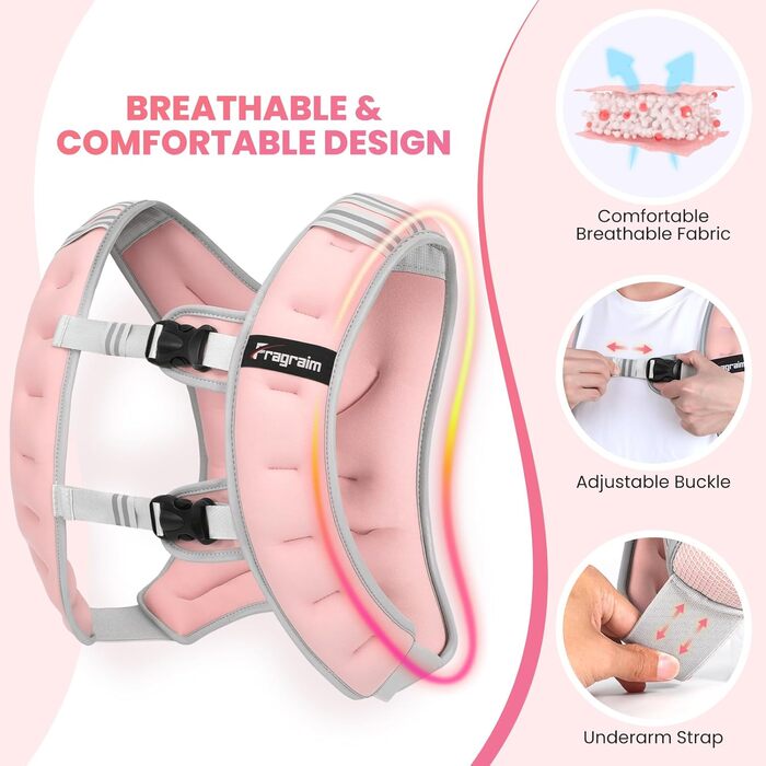 Вага для тренувань FraGraim, 6-16 кг з кишенею для телефону та світловідбиваючими смугами, для жінок та чоловіків. Ідеально для ходьби, силових тренувань, бігу, кардіо