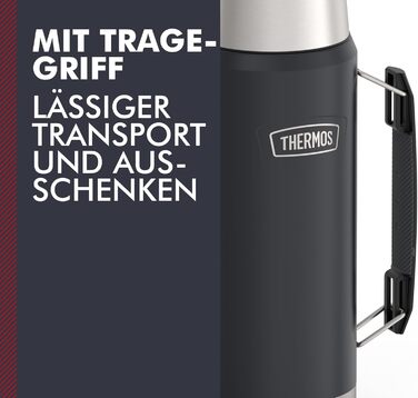 Термос Thermos Icon 1,2 л графітовий, ізольована пляшка з чашкою, тримає тепло/холод 24 години, BPA-free, для напоїв, зручна ручка, придатний для миття в посудомийці