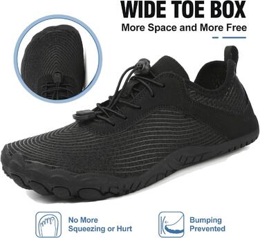 Чоловічі та жіночі аквашузи для плавання та відпочинку на пляжі, швидковисихаючі, з антиковзким покриттям, розмір 35-47, колір чорний