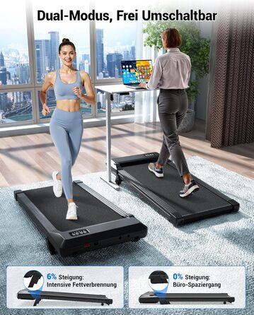 Бігова доріжка DeerRun Walking Pad з ухилом 6%, для дому та офісу, з додатком, LED-дисплеєм, пультом ДУ, до 136 кг, матово-чорна