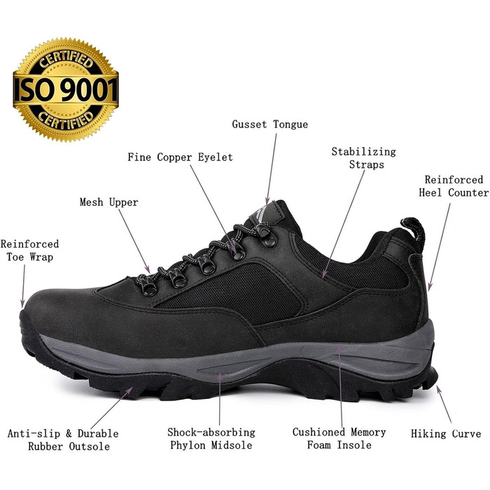 Черевики для трекінгу CC-Los чоловічі, водонепроникні, легкі, розмір 40-48, чорні