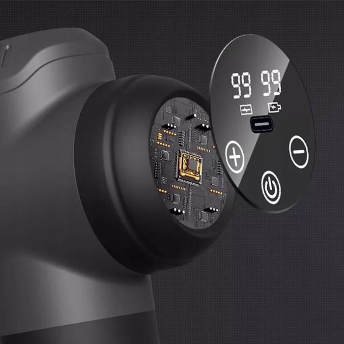 Перкусійний масажер для спини, стоп та всього тіла, Massage Gun + набір з 8 насадок
