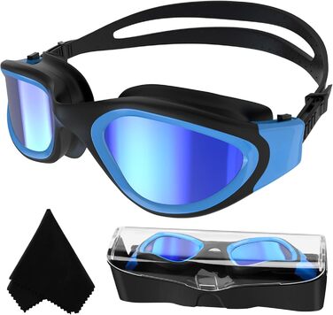 Окуляри для плавання Winline Polarized/Non-Polarized для дорослих та підлітків, антизапітніння, захист від УФ, водонепроникні, чіткий огляд, легке регулювання, м'які носові упори, для чоловіків та жінок, Blue&Black/Blue Polarized Mirrored Lens