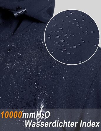 Чоловіча водонепроникна куртка TACVASEN Softshell з флісовою підкладкою, вітрозахисна та дихаюча похідна куртка з капюшоном для роботи та їзди на велосипеді, темно-синя, розмір L