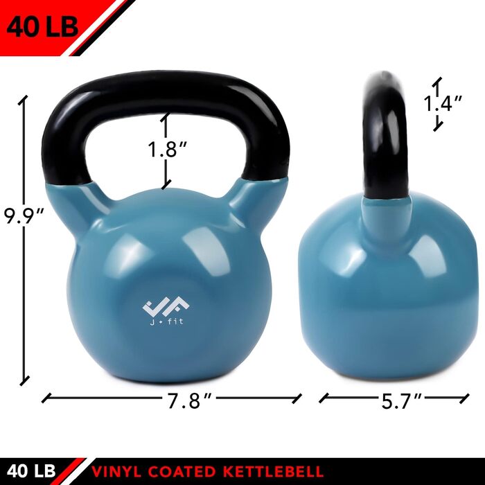 Шар-гантелі JFIT з вінілового покриття, 10 розмірів (2.3 - 22.7 кг), для захисту підлоги та обладнання, зменшення шуму, балістичні, для силових тренувань, 15.9 кг – Темно-синій (18 кг – Сталево-синій)