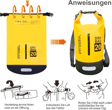 Водонепроникний мішок Blackace Arteesol 5L/10L/30L: Сумка для плавання, каякінгу та водних видів спорту (жовтий)