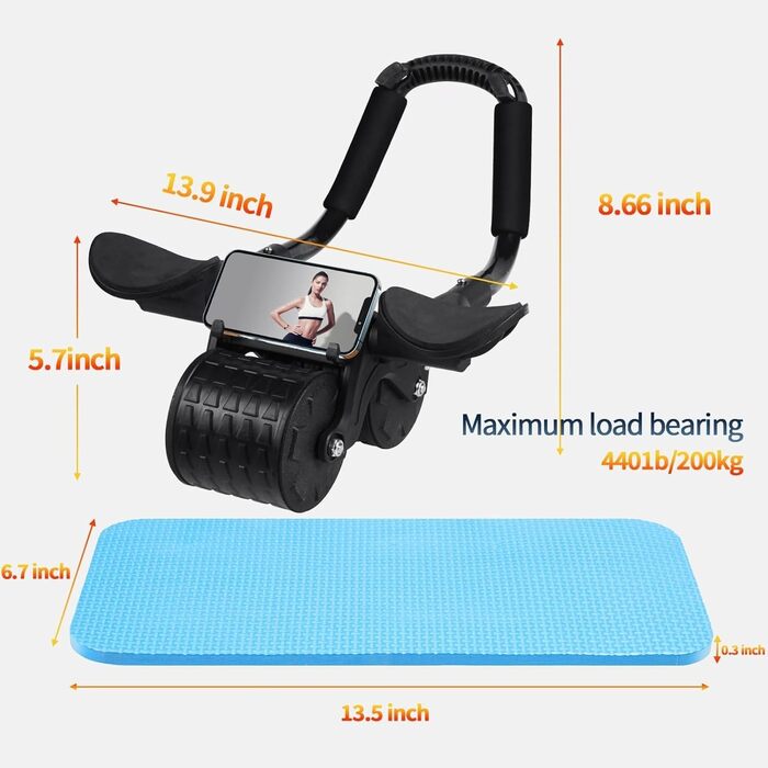 Ролер для пресу Ab Roller з підтримкою ліктів, автоматичний, для дому, чорний, без таймера