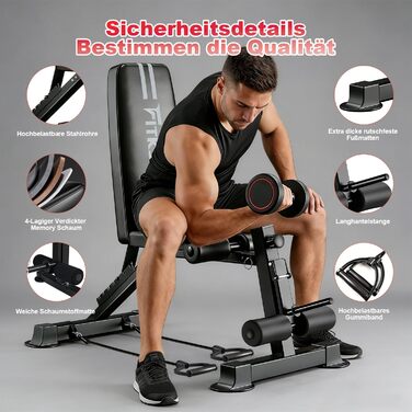 Багатофункціональна розкладна лава для гантелей 13 в 1, регульована фітнес-лава для дому, тренажер для вправ на прес та всього тіла, витримує до 400 кг