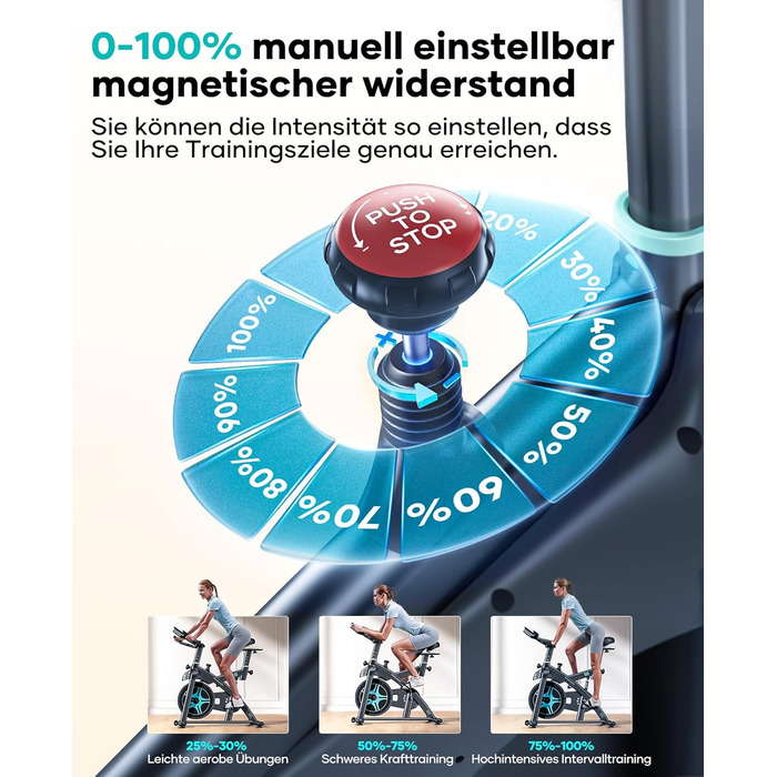 Велотренажер Heimtrainer 2025 з додатком, амортизацією, до 160 кг, регульованим опором, тихий спінінг байк для дому з LCD-дисплеєм і комфортним сидінням