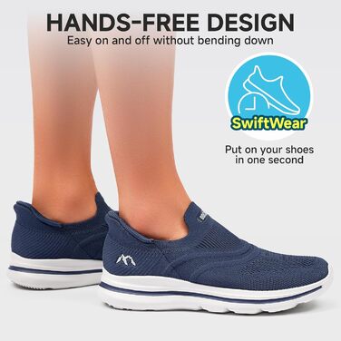 Сліпони чоловічі без шнурівки, спортивні кросівки для бігу, легкі, дихаючі, для активного відпочинку та повсякденного носіння, 1040, Marineblau (Морський синій), 42 EU