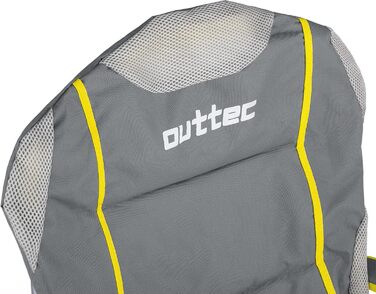 Зручний складаний стул для кемпінгу Outtec: 130 кг, висока спинка, підсклянник, сумка, зелений (сірий)