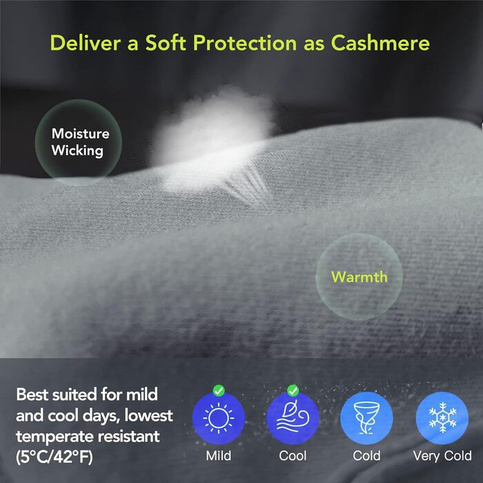 Рукавички Unigear з сенсорним екраном для чоловіків та жінок, спортивні рукавички, утеплені, вітронепроникні, антиковзаючі, для активного відпочинку, їзди, велосипеда, походів (Сірий, L)