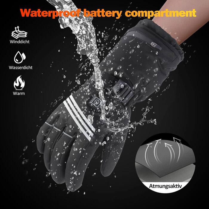 Гріючі рукавички для чоловіків та жінок, з акумулятором 5000mAh*2, 7.4V, 4 режими нагріву, водонепроникні, для зимових видів спорту та катання на лижах