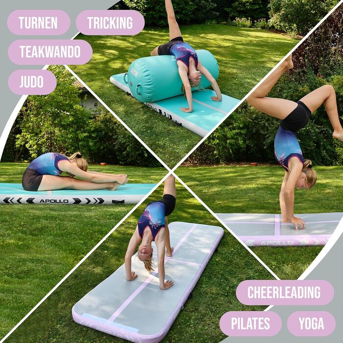 Apollo Air Mat Pro – надувний гімнастичний мат для дорослих і дітей, довжина 3 м і 4 м, для дому та вулиці, тумблінг-мат, фірмовий надувний мат Apollo