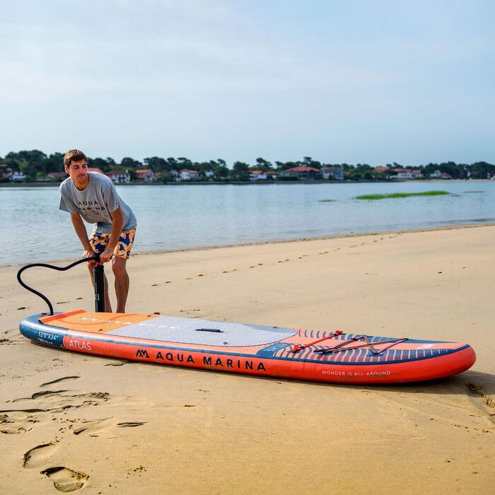Надувна SUP-дошка Aqua Marina Atlas 366x86x15 см з каяк-сидінням і подвійним веслом, комплект, червона