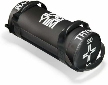 Силова торба Trym Power Bag 5 кг, 4 ручки, 50 см, PVC, гумова оболонка, чорна – пісочний мішок для функціонального тренування, фітнесу, кросфіту