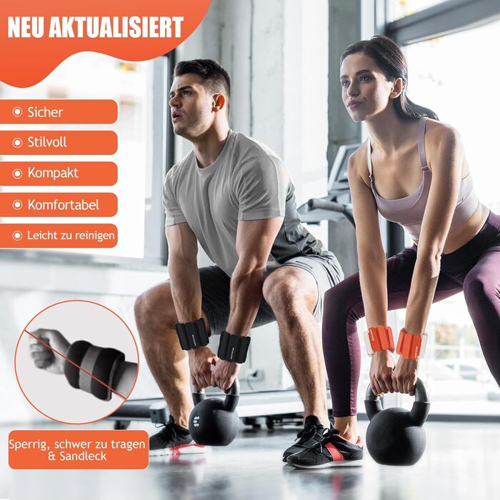 Ваги для ніг та рук BECOJADDE: комплект 2 шт (0.45 кг / 0.9 кг) для фітнесу, кардіо, силових тренувань, бігу, ходьби