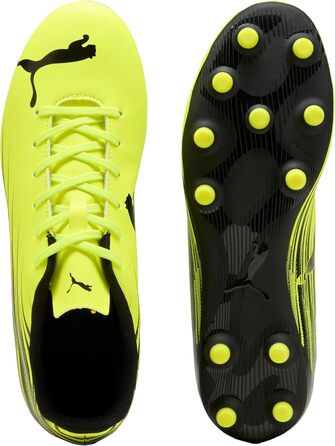 Кросівки футбольні PUMA Attacanto Firm для штучного ґрунту, білі/чорні, 44 EU, Yellow Alert