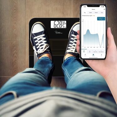 Вага Newgen Medicals: Розумна вага для тіла з сонячним акумулятором, вимірювання жиру, LCD-дисплей, до 180 кг (вага для тіла, фітнес-вага, вага для людей похилого віку)