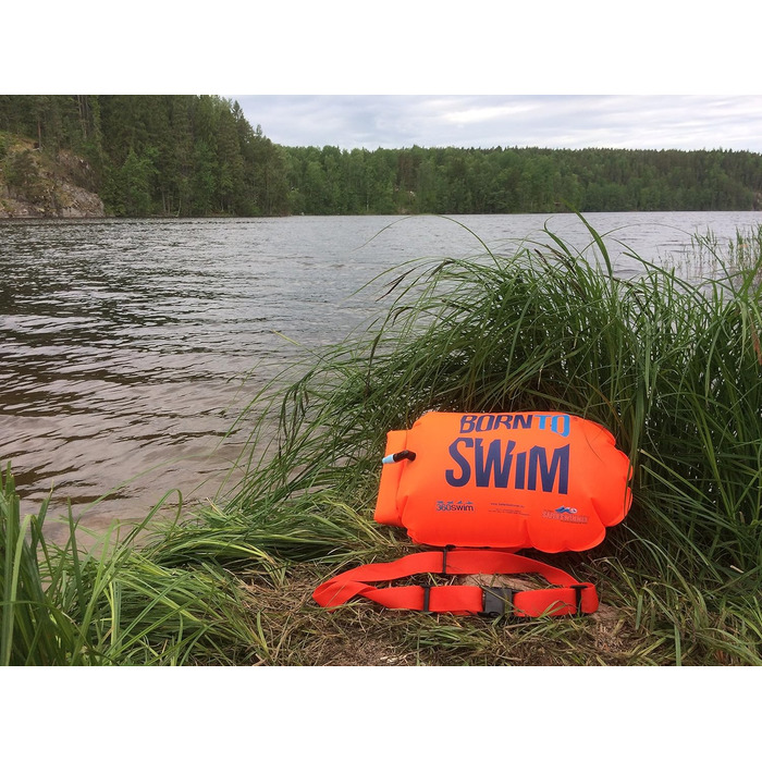 BornToSwim універсальна суха сумка та плавальна буй для відкритої води, для дорослих, помаранчева, 64×30 см, міцний матеріал, для плавців і тріатлоністів
