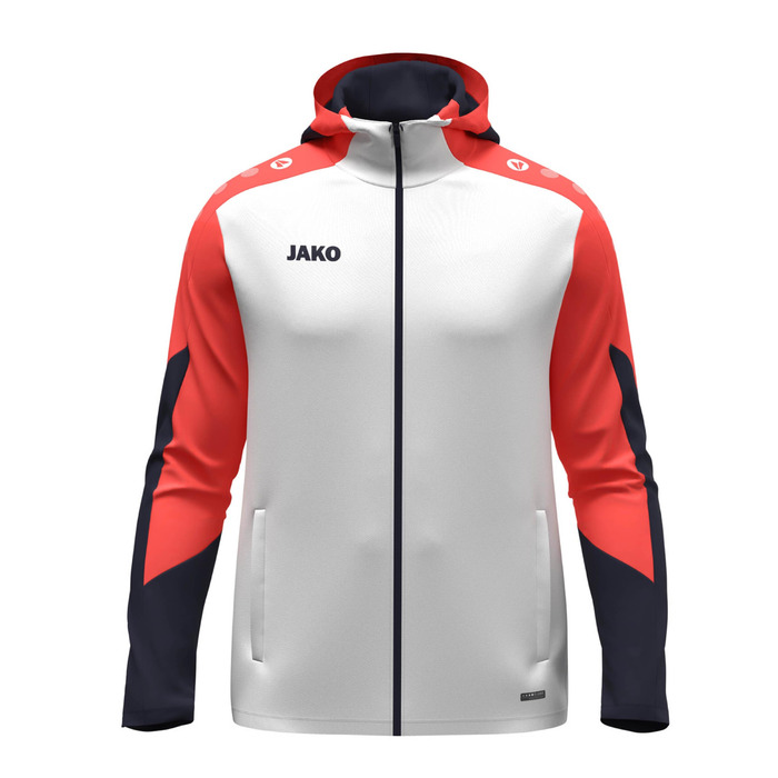 Чоловіча спортивна куртка з капюшоном JAKO Dynamic (S, білий/корал/темно-синій)