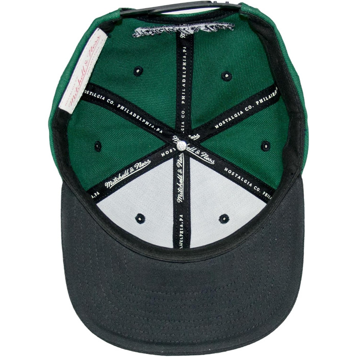 Кепка Mitchell & Ness 2 Tone Box Logo Snapback з плоским козирком, темно-зелений/чорний, універсальний розмір